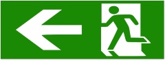 Информационная наклейка указатель “ДВЕРЬ С ЛЕВА” для аварийного светильника TNSy, (350*145мм)
