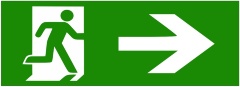 Информационная наклейка указатель “ДВЕРЬ С ПРАВА” для аварийного светильника TNSy, (350*145мм)