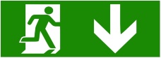 Информационная наклейка указатель “ДВЕРЬ ПРЯМО” для аварийного светильника TNSy, (350*145мм)
