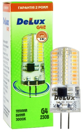 Лампа светодиодная DELUX G4E 3 Вт 3000K 220В G4 теплый белый