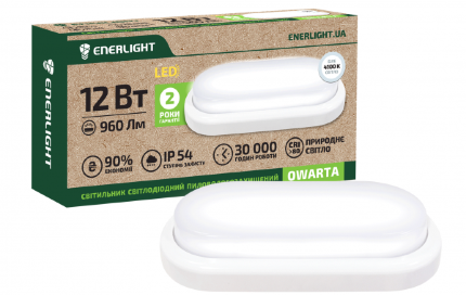 Светильник LED настенно-потолочный 12Вт QWARTA 12Вт ENERLIGHT