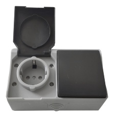 Розетка накладная 1-а з/к + выключатель накладной 1-кл. IP54 TNSy SURFACE