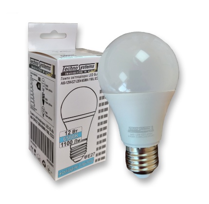 Лампа светодиодная LED Bulb-A60-12W-E27-220V-6500K-1100L ICCD (шар) TNSy